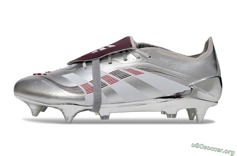 Adidas Predator 25 Elite Foldover Tongue SG Football Boots - Silver/Black/Red 3