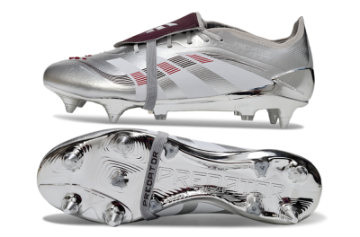 Adidas Predator 25 Elite Foldover Tongue SG Football Boots - Silver/Black/Red