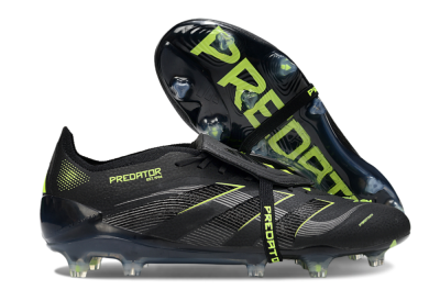 Adidas Predator 25 Elite Foldover Tongue FG Football Boots - Black/Silver/Yellow