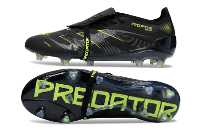 Adidas Predator 25 Elite Foldover Tongue FG Football Boots - Black/Silver/Yellow