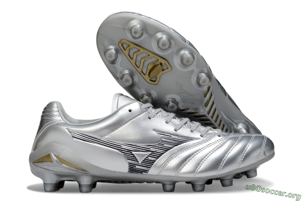 Mizuno Morelia Neo 4 FG Football Boots - Silver/Black/Gold 2