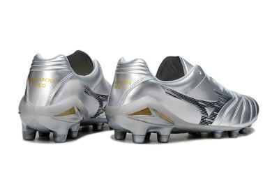 Mizuno Morelia Neo 4 FG Football Boots - Silver/Black/Gold