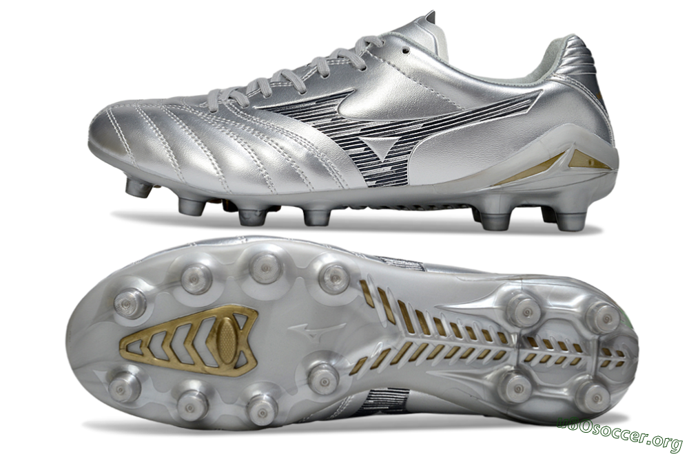 Mizuno Morelia Neo 4 FG Football Boots - Silver/Black/Gold 1