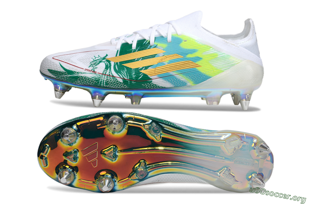 Adidas F50 Elite SG Football Boots - White/Green/Gold 1