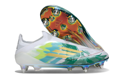 Adidas F50 Elite Laceless SG Football Boots - White/Green/Gold