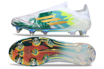 Adidas F50 Elite Laceless SG Football Boots - White/Green/Gold