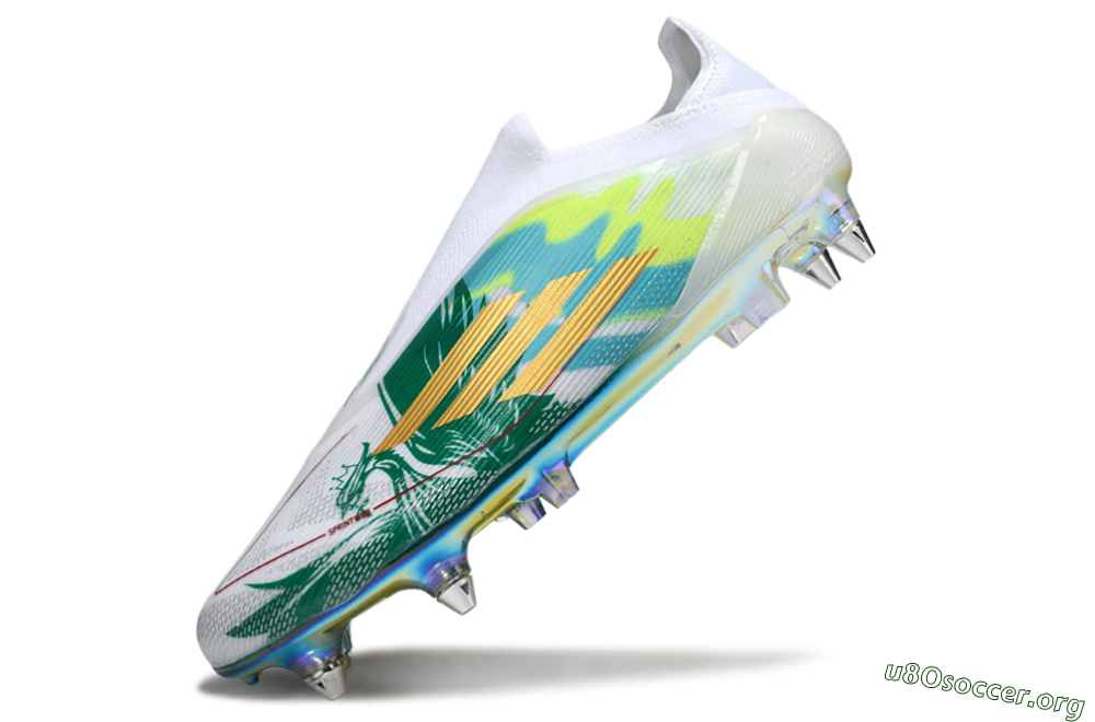 Adidas F50 Elite Laceless SG Football Boots - White/Green/Gold 5