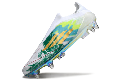 Adidas F50 Elite Laceless SG Football Boots - White/Green/Gold