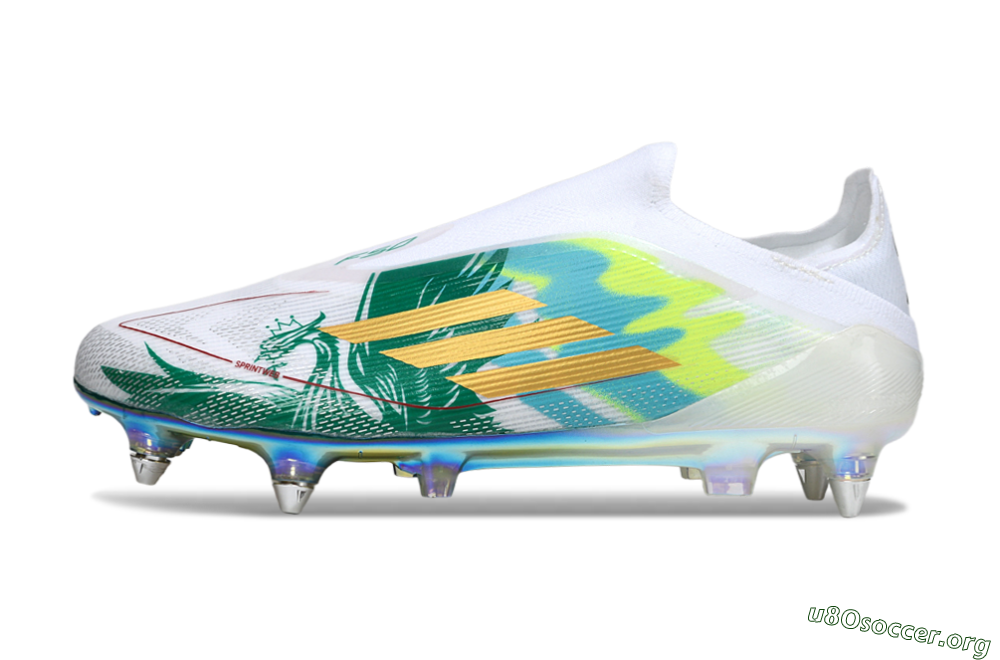 Adidas F50 Elite Laceless SG Football Boots - White/Green/Gold 3