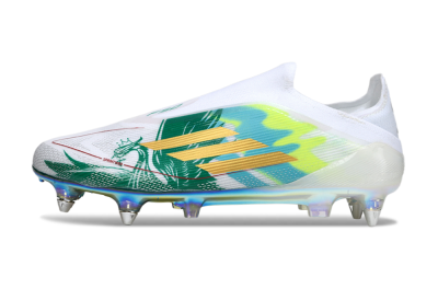 Adidas F50 Elite Laceless SG Football Boots - White/Green/Gold