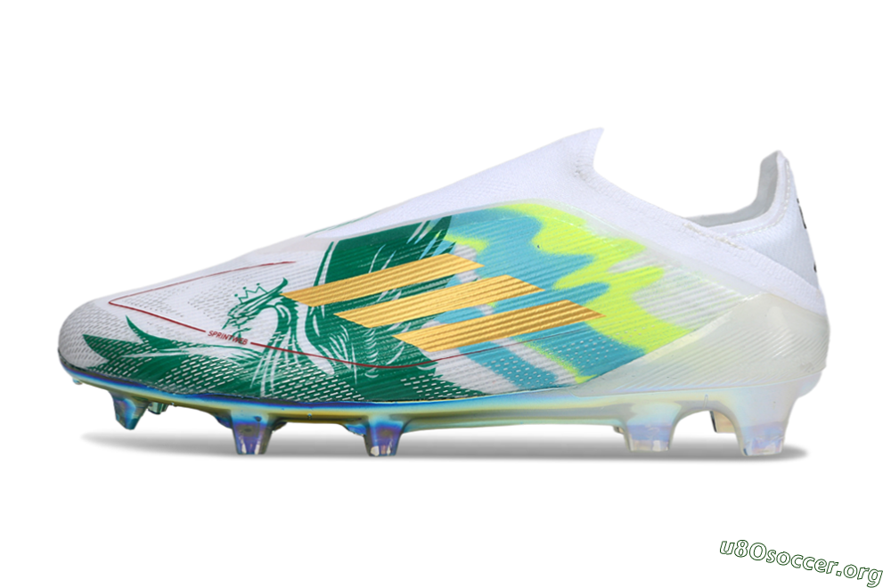 Adidas F50 Elite Laceless FG Football Boots - White/Green/Gold 3