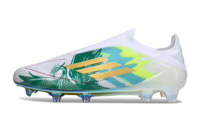 Adidas F50 Elite Laceless FG Football Boots - White/Green/Gold