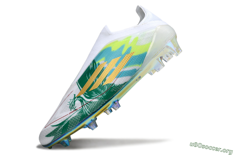 Adidas F50 Elite Laceless FG Football Boots - White/Green/Gold 5