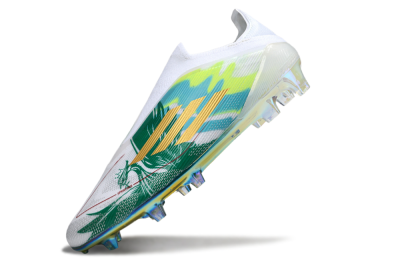 Adidas F50 Elite Laceless FG Football Boots - White/Green/Gold