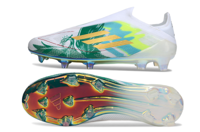 Adidas F50 Elite Laceless FG Football Boots - White/Green/Gold