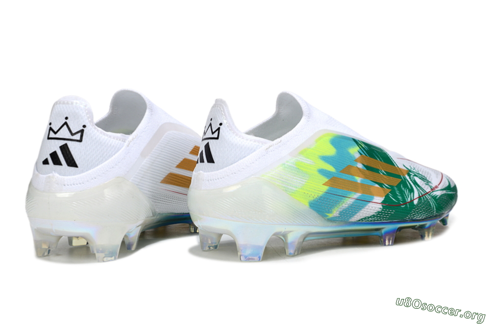 Adidas F50 Elite Laceless FG Football Boots - White/Green/Gold 6