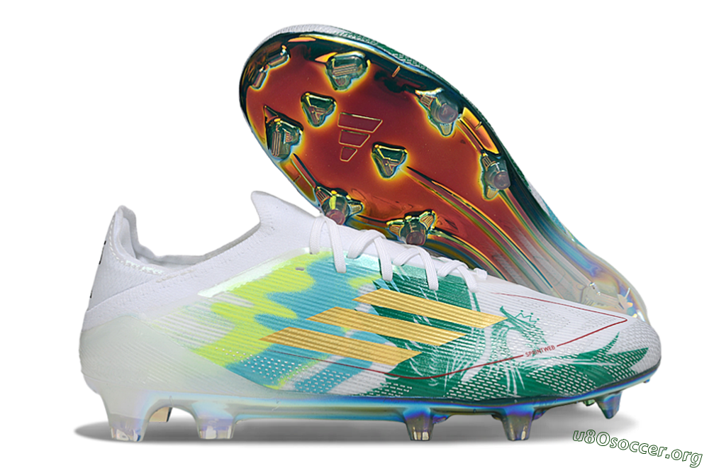 Adidas F50 Elite FG Football Boots - White/Green/Gold 2
