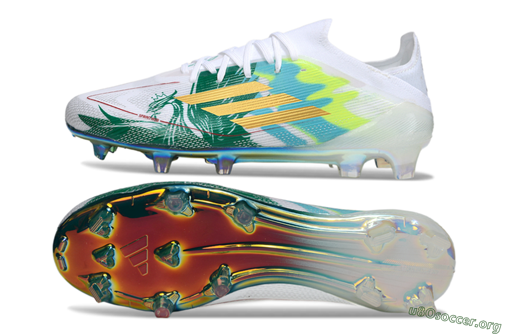 Adidas F50 Elite FG Football Boots - White/Green/Gold 1