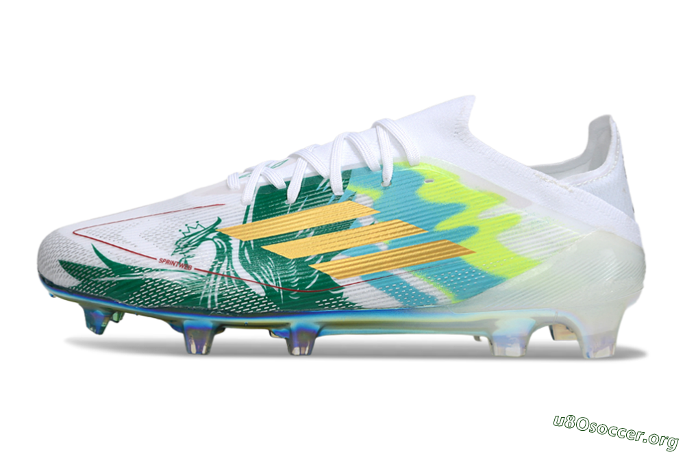 Adidas F50 Elite FG Football Boots - White/Green/Gold 3