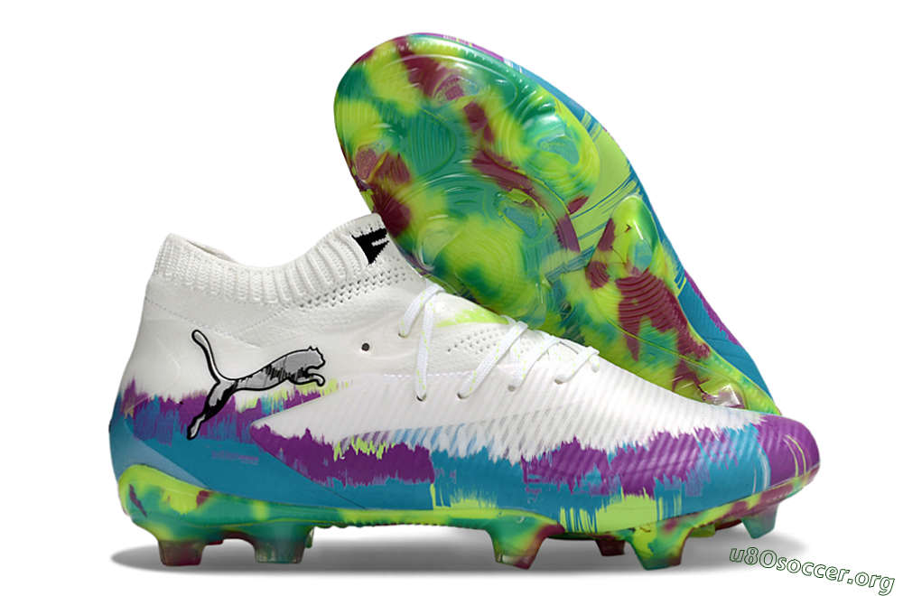 Puma Future 8 Ultimate FG Football Boots - White/Purple/Yellow/Blue 2