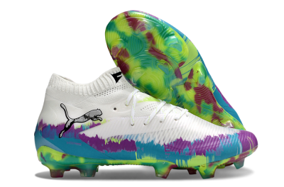 Puma Future 8 Ultimate FG Football Boots - White/Purple/Yellow/Blue
