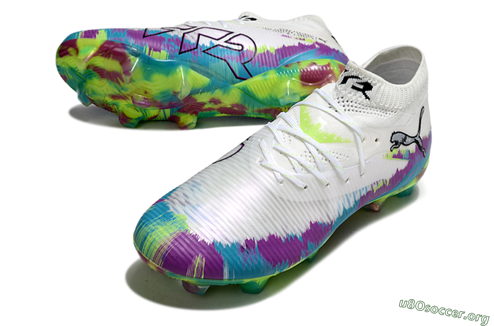 Puma Future 8 Ultimate FG Football Boots - White/Purple/Yellow/Blue 0