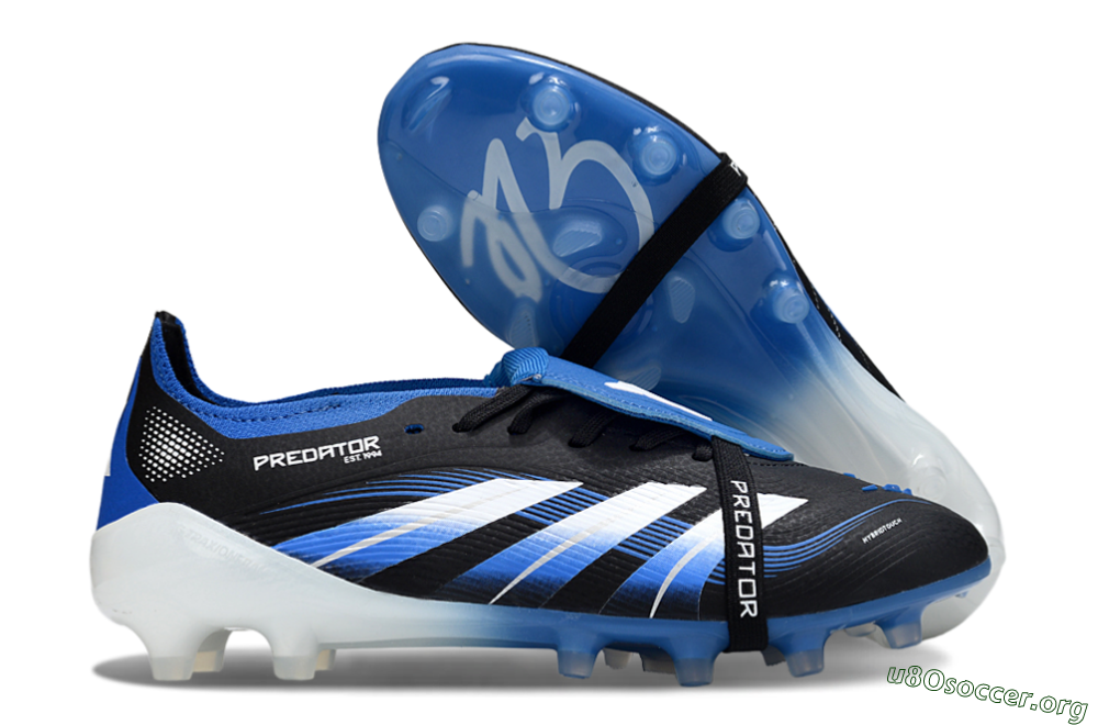 Adidas Predator 25 Elite Foldover Tongue FG Football Boots - Black/White/Blue 2