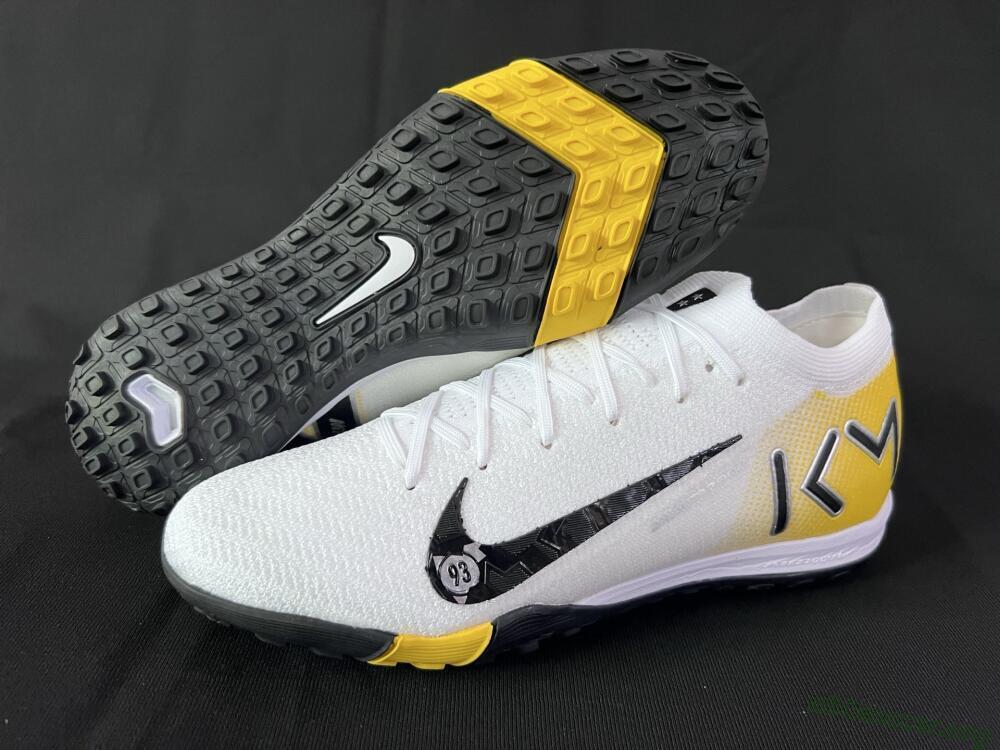 KM x Nike Air Zoom Mercurial Vapor 16 Elite TF Football Shoes - White/Black/Yellow