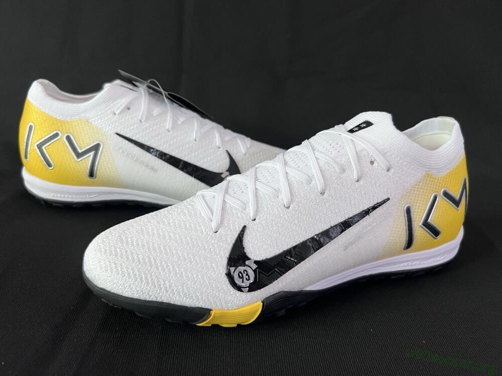 KM x Nike Air Zoom Mercurial Vapor 16 Elite TF Football Shoes - White/Black/Yellow