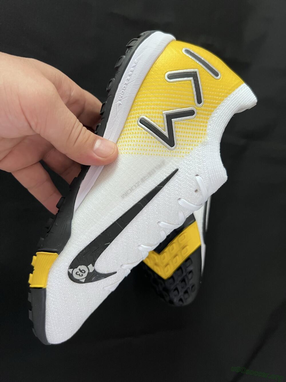 KM x Nike Air Zoom Mercurial Vapor 16 Elite TF Football Shoes - White/Black/Yellow