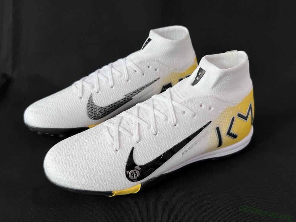 KM x Nike Air Zoom Mercurial Superfly 10 Elite TF Football Shoes - White/Black/Yellow