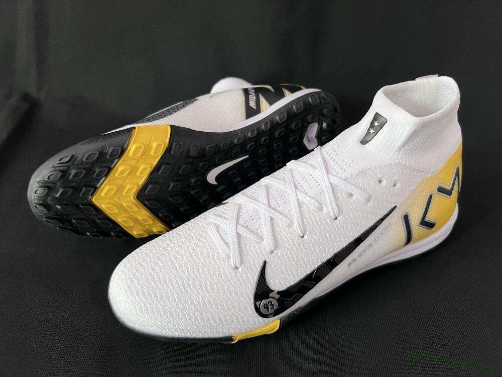 KM x Nike Air Zoom Mercurial Superfly 10 Elite TF Football Shoes - White/Black/Yellow