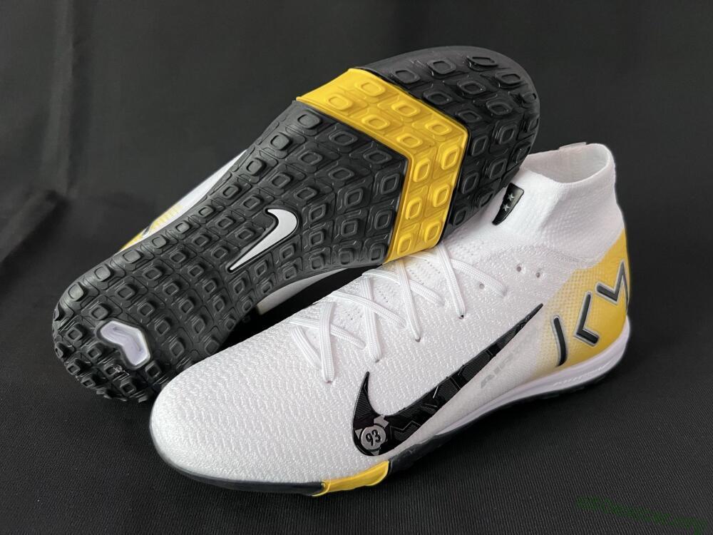 KM x Nike Air Zoom Mercurial Superfly 10 Elite TF Football Shoes - White/Black/Yellow