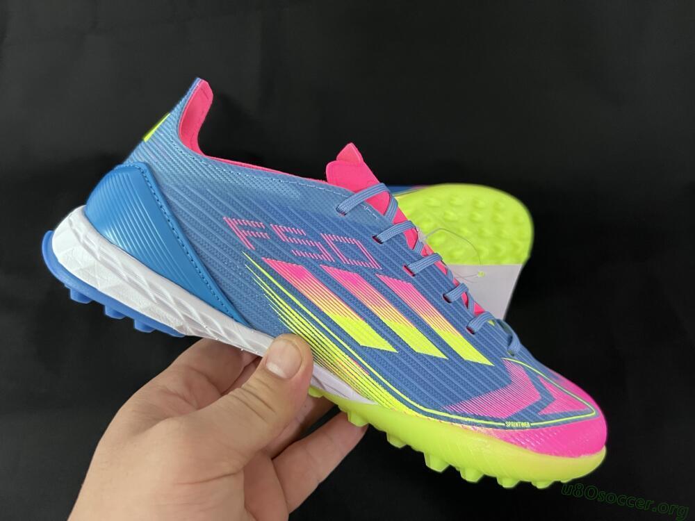 Adidas F50 Elite TF Football Shoes - Blue/Pink/Yellow