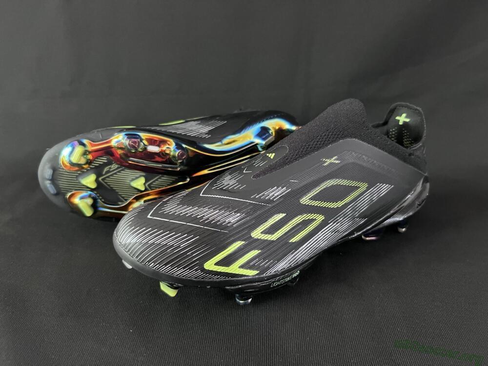 Adidas F50+ Lightstrike Pro Laceless FG Football Boots - Black/Silver/Yellow