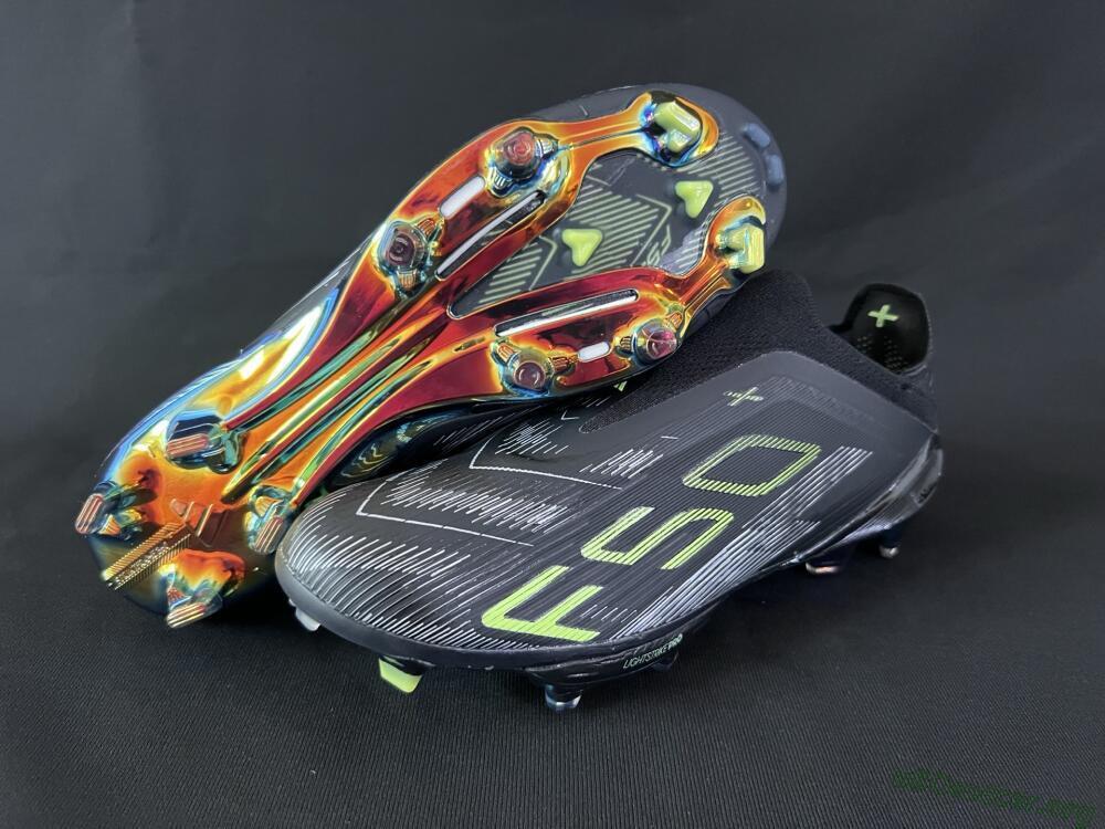 Adidas F50+ Lightstrike Pro Laceless FG Football Boots - Black/Silver/Yellow