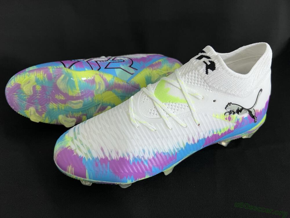 Puma Future 8 Ultimate FG Football Boots - White/Blue/Yellow