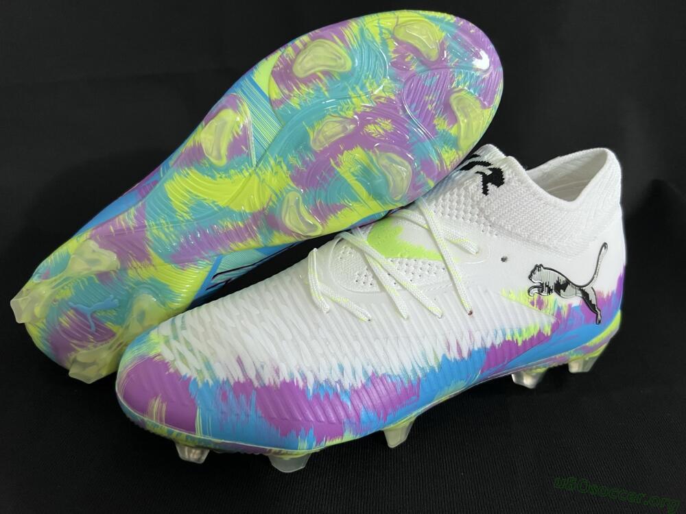 Puma Future 8 Ultimate FG Football Boots - White/Blue/Yellow