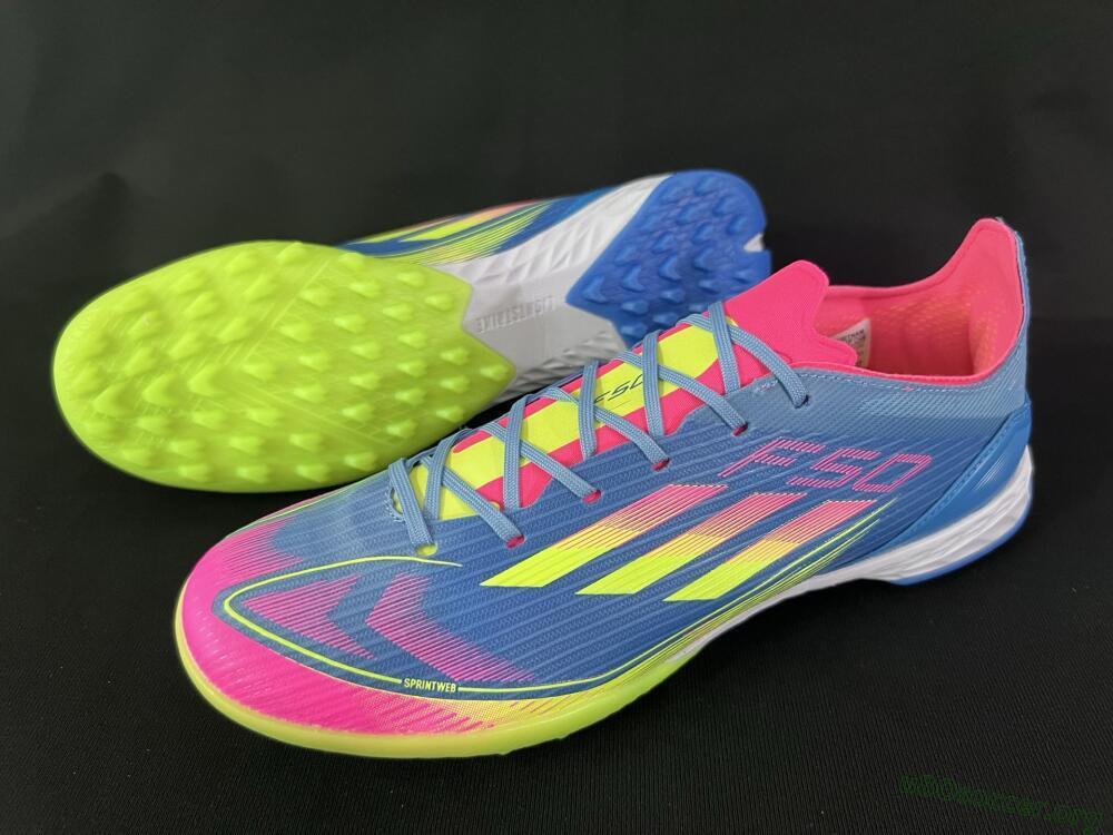 Adidas F50 Pro TF Football Shoes - Blue/Yellow/Pink