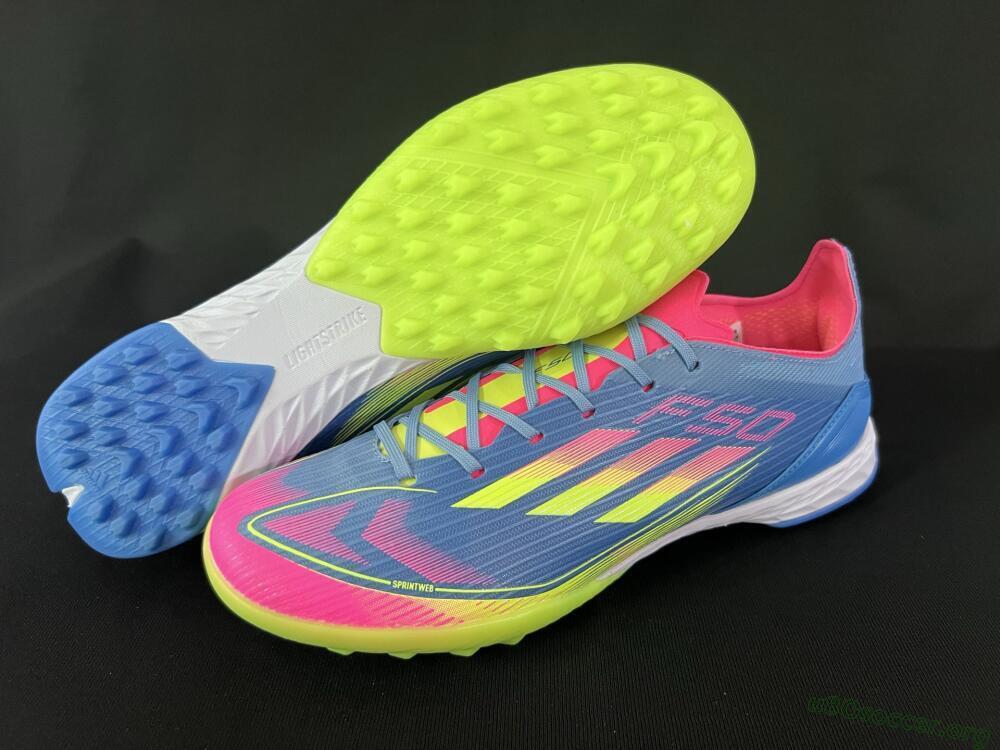 Adidas F50 Pro TF Football Shoes - Blue/Yellow/Pink