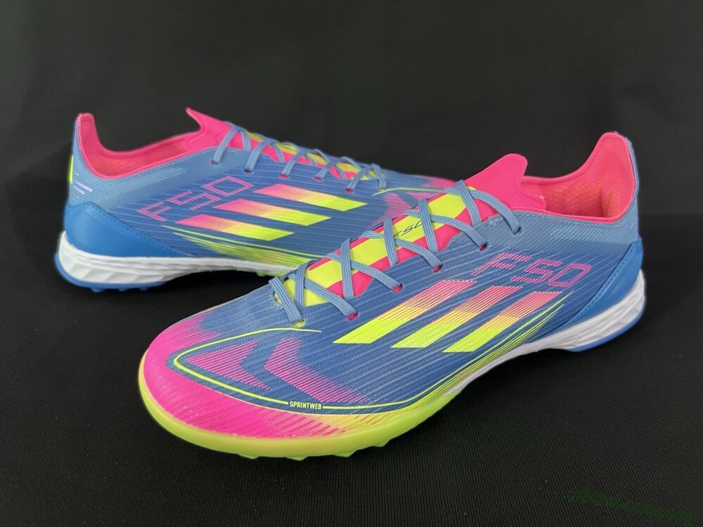 Adidas F50 Pro TF Football Shoes - Blue/Yellow/Pink