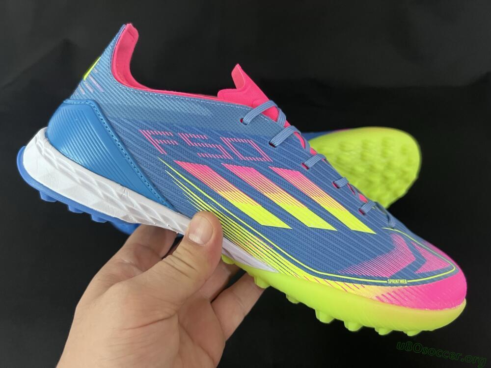 Adidas F50 Pro TF Football Shoes - Blue/Yellow/Pink