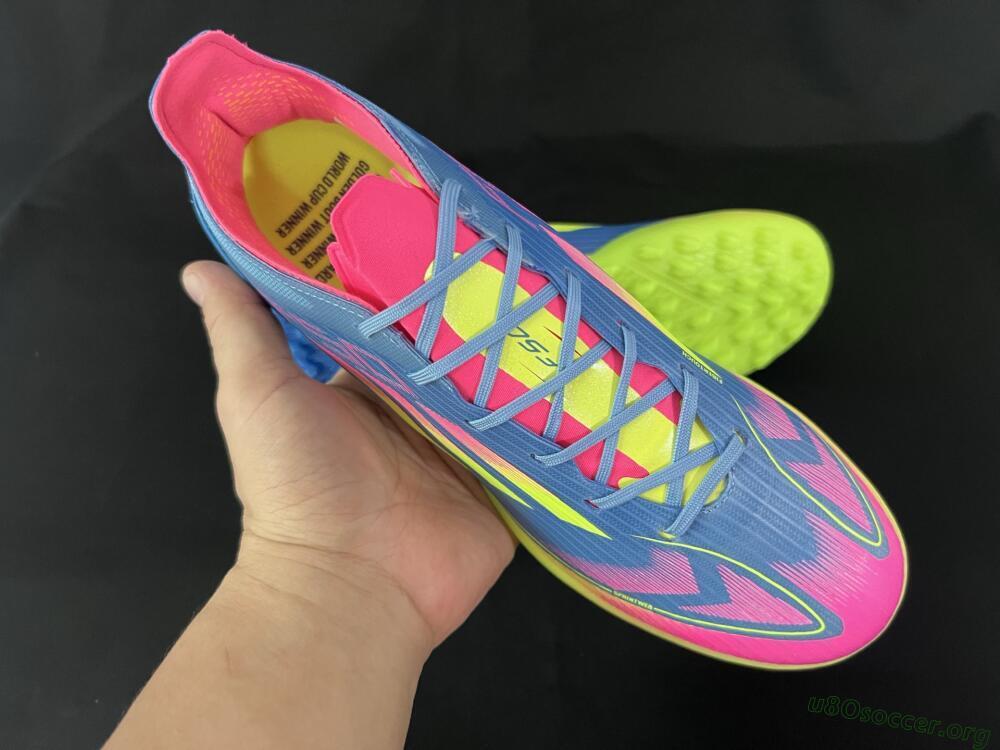 Adidas F50 Pro TF Football Shoes - Blue/Yellow/Pink