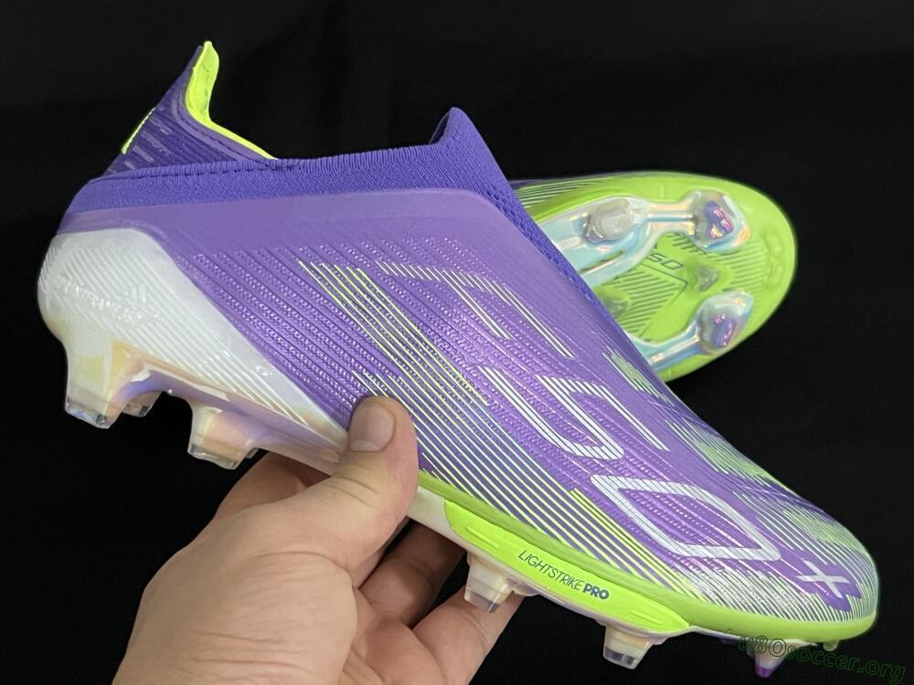 Adidas F50+ Lightstrike Pro Laceless FG Football Boots - Purple/Yellow/White