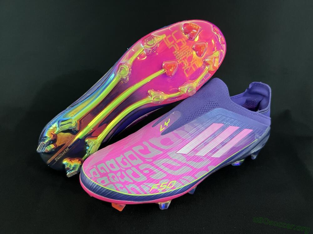Adidas F50+ Elite Laceless FG Football Boots - Pink/Yellow/Purple