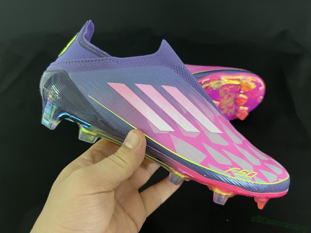 Adidas F50+ Elite Laceless FG Football Boots - Pink/Yellow/Purple