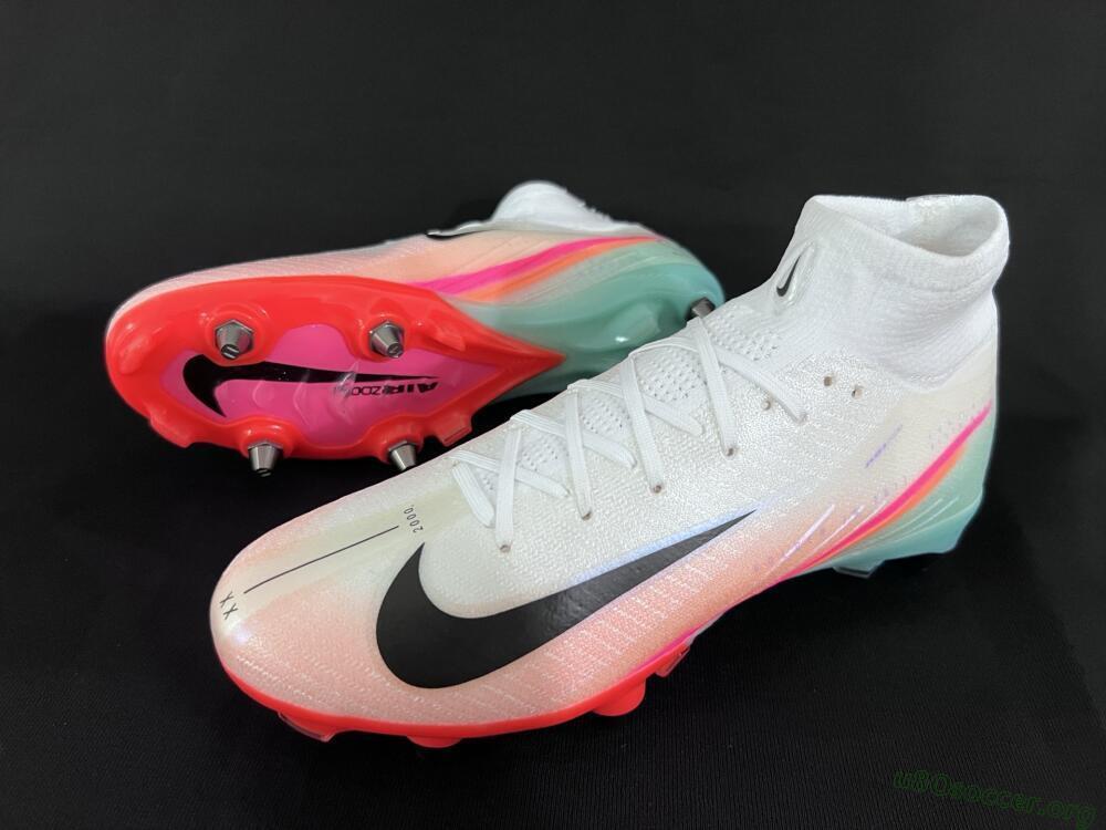 Nike Air Zoom Mercurial Superfly 10 Elite SG Football Boots - White/Jade/Pink