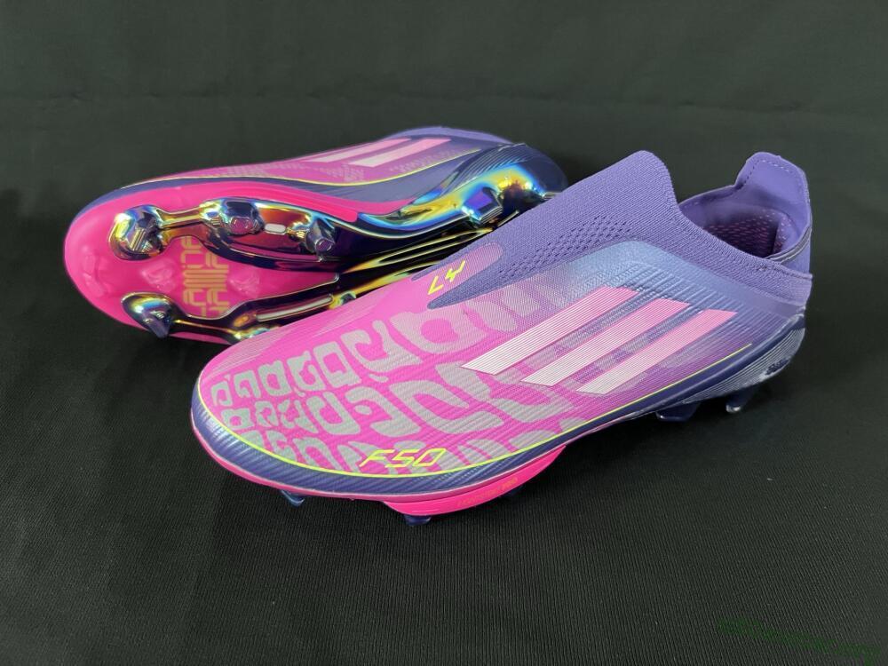 Adidas F50+ Lightstrike Pro Laceless FG Football Boots - Pink/Yellow/Purple