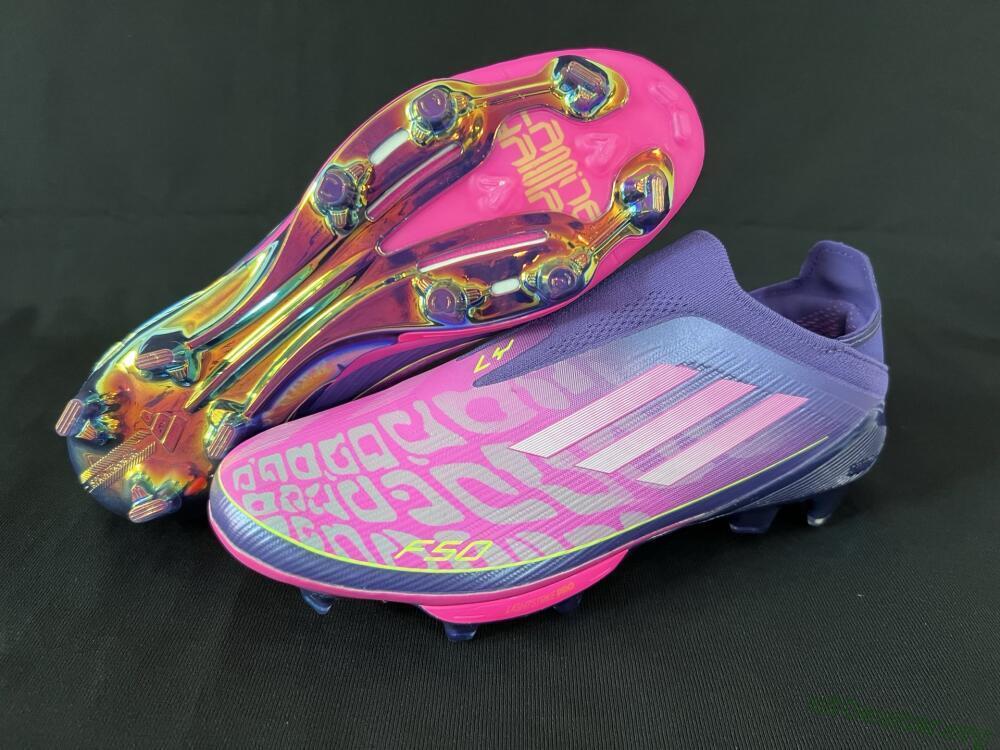 Adidas F50+ Lightstrike Pro Laceless FG Football Boots - Pink/Yellow/Purple