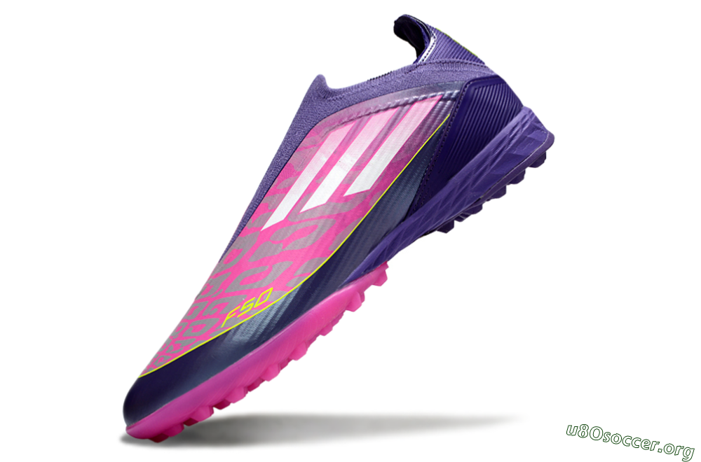 Adidas F50 Elite Laceless TF Football Shoes - Pink/Purple/Yellow 6